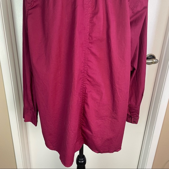 Chico’s Top Blouse Women Size 22/24 Button Up Non-Iron Wine Color Tunic Plus - Picture 9 of 11